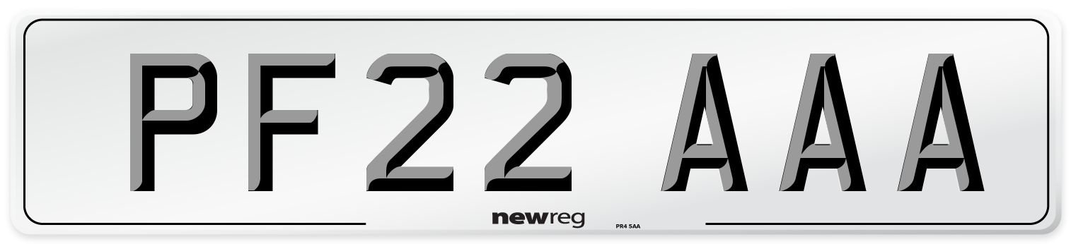 PF22 AAA Number Plate from New Reg